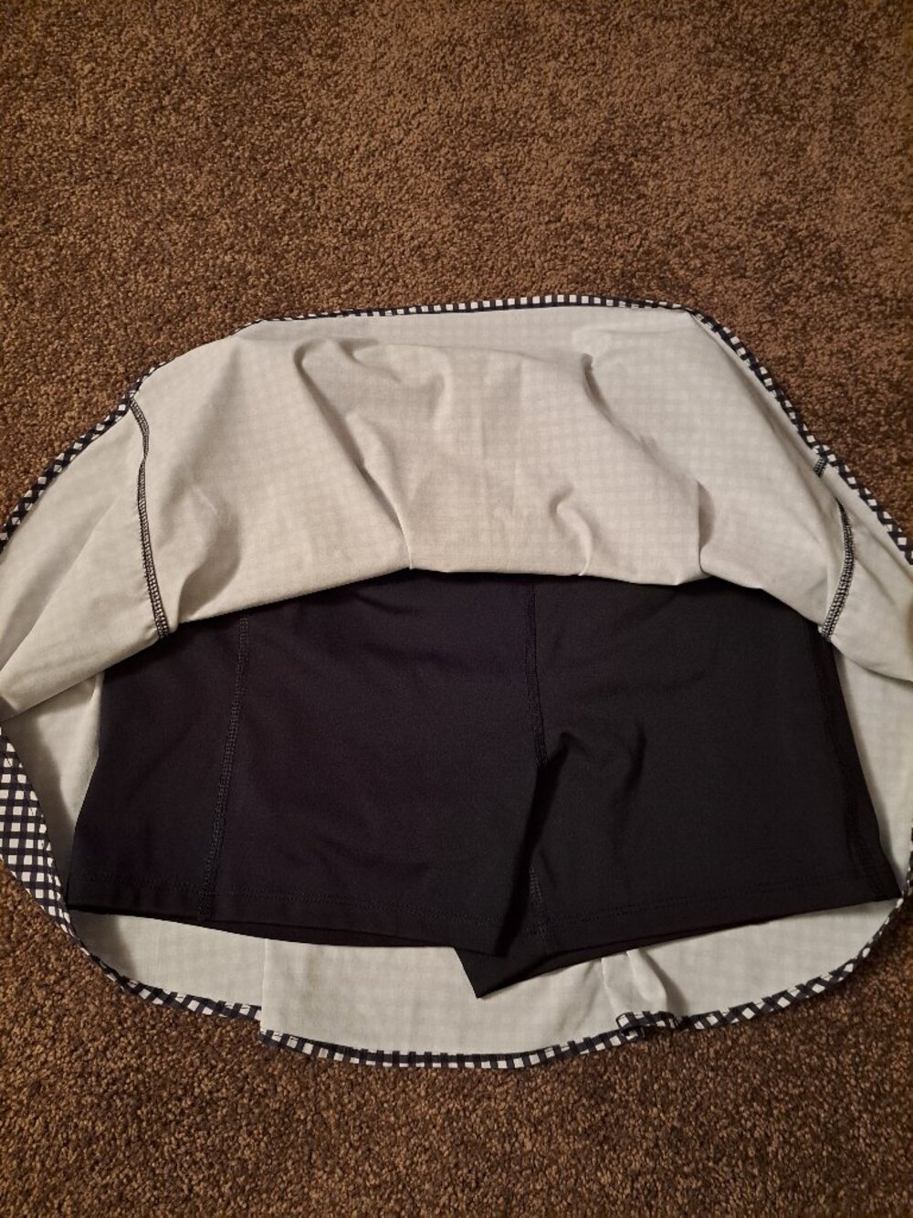 Avia Women's Court Skort, with Built-In Shorts. Checkered/Black Soot Gingham - Picture 7 of 9